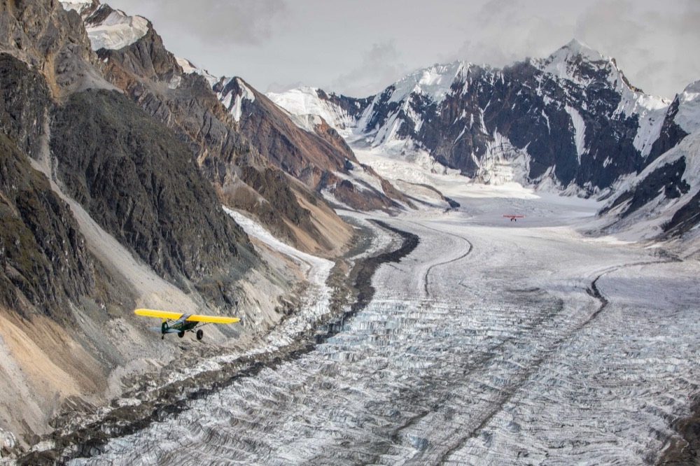 Flying a glacier below the ridgeline