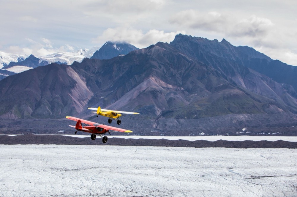 Two ski-planes on a glacier
