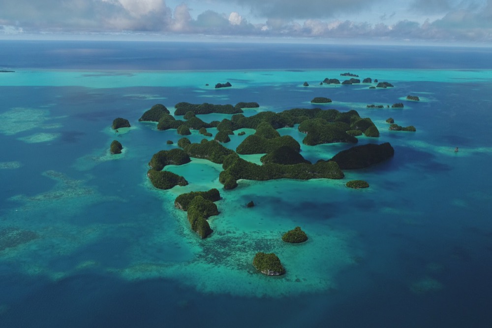 Limestone islands and reef from the air